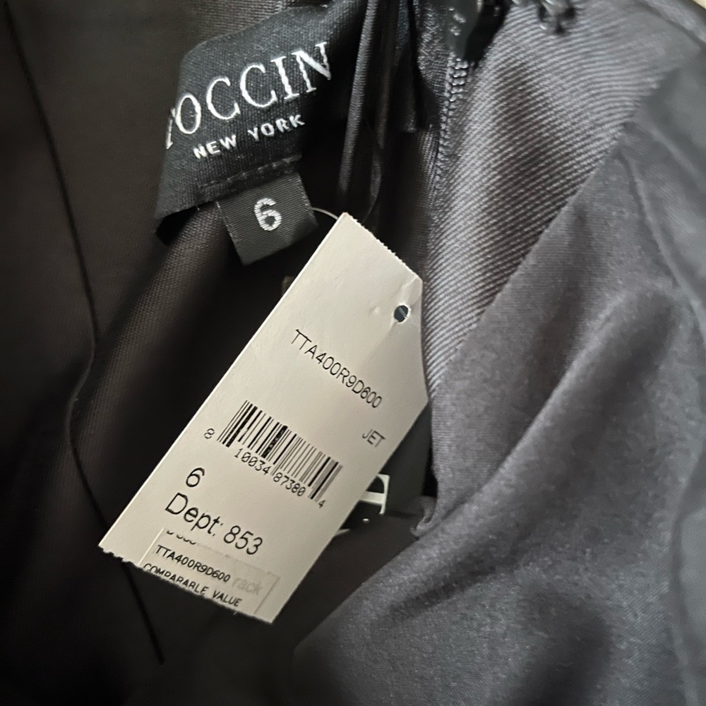 NWT Toccin $795 Black Bow One Shoulder Dress NWT Size 6 - Picture 9 of 12